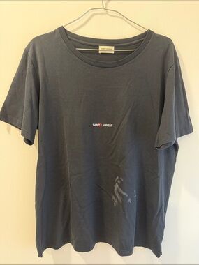 Saint Laurent Black Short Sleeve Logo Tee with Small Chest Branding